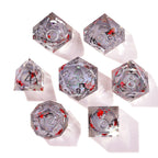 Winter Cherry Blossom Liquid Core RPG Dice Set - 7 Pieces - Out of Play