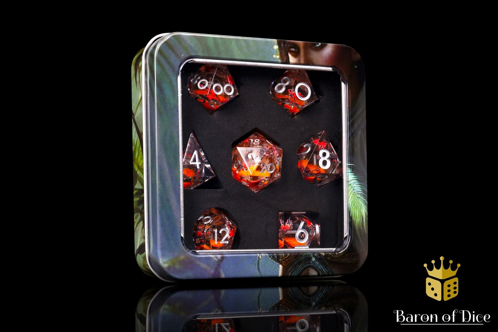 Autumn Cherry Blossom Liquid Core RPG Dice Set - 7 Pieces - Out of Play