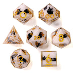 Snowy Neko Liquid Core RPG Dice Set - 7 Pieces