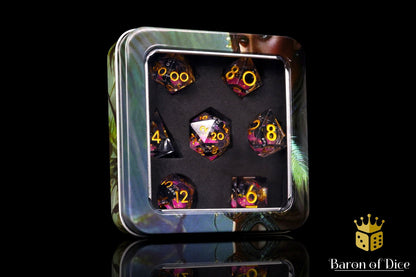 Amethyst Neko Liquid Core RPG Dice Set - 7 Pieces - Out of Play