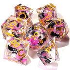 Amethyst Neko Liquid Core RPG Dice Set - 7 Pieces - Out of Play