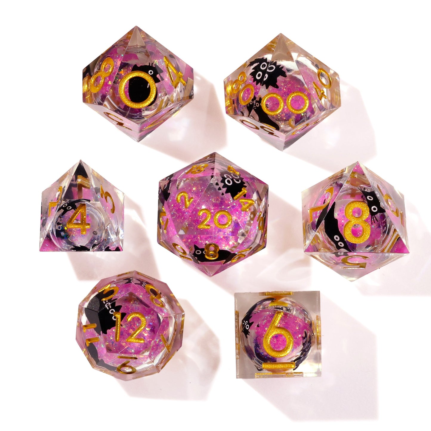 Amethyst Neko Liquid Core RPG Dice Set - 7 Pieces - Out of Play