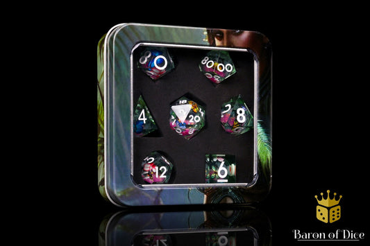 Summer Butterfly Liquid Core RPG Dice Set - 7 Pieces - Out of Play