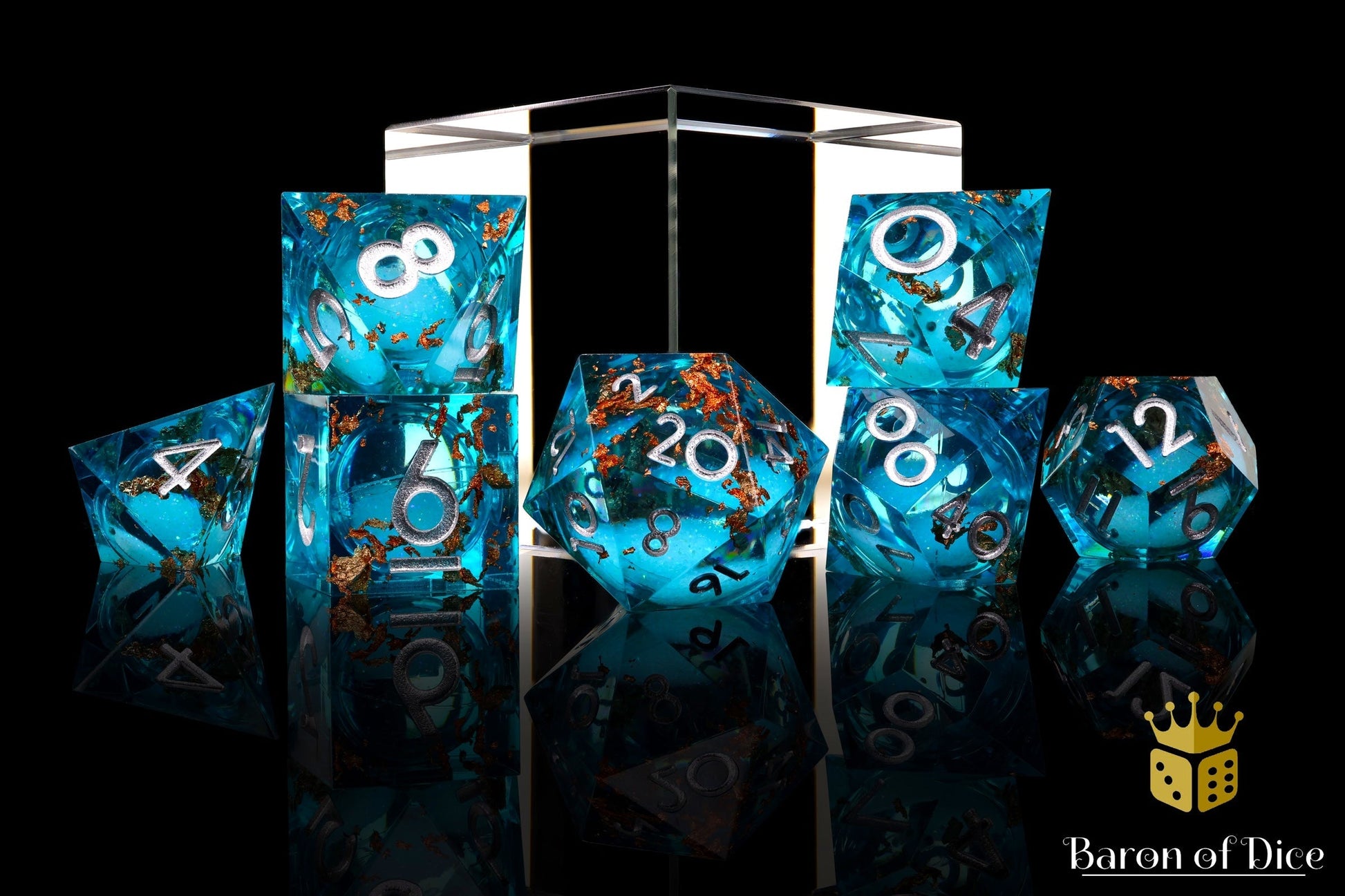Sunken Treasure Liquid Core RPG Dice Set - 7 Pieces - Out of Play