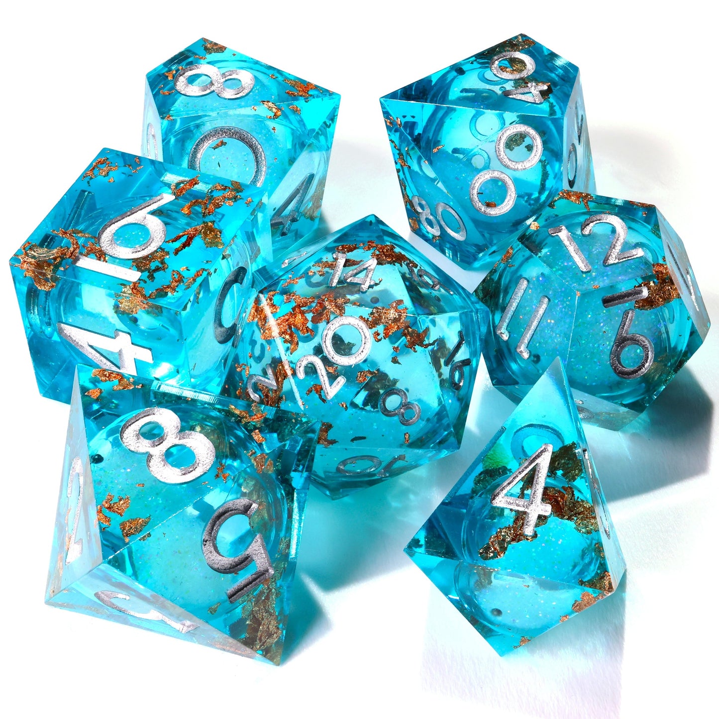 Sunken Treasure Liquid Core RPG Dice Set - 7 Pieces - Out of Play