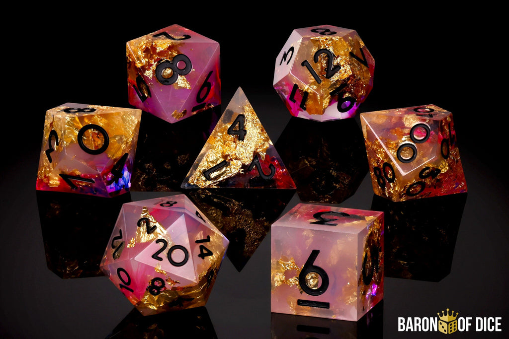 Golden Rose RPG Dice Set - 7 Pieces