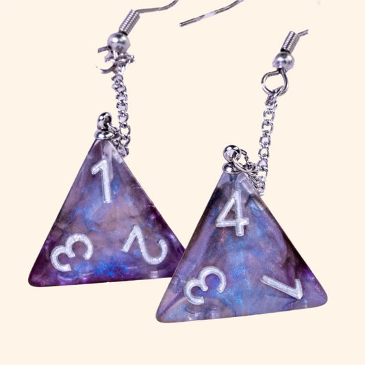 Resin Nebula D4 D6 D8 D10 D20 Drop Earring - Out of Play Board Game Accessories