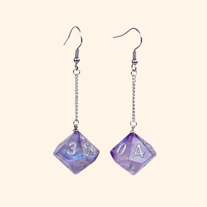 Resin Nebula D4 D6 D8 D10 D20 Drop Earring - Out of Play Board Game Accessories