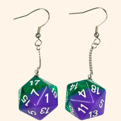 Resin Nebula D4 D6 D8 D10 D20 Drop Earring - Out of Play Board Game Accessories