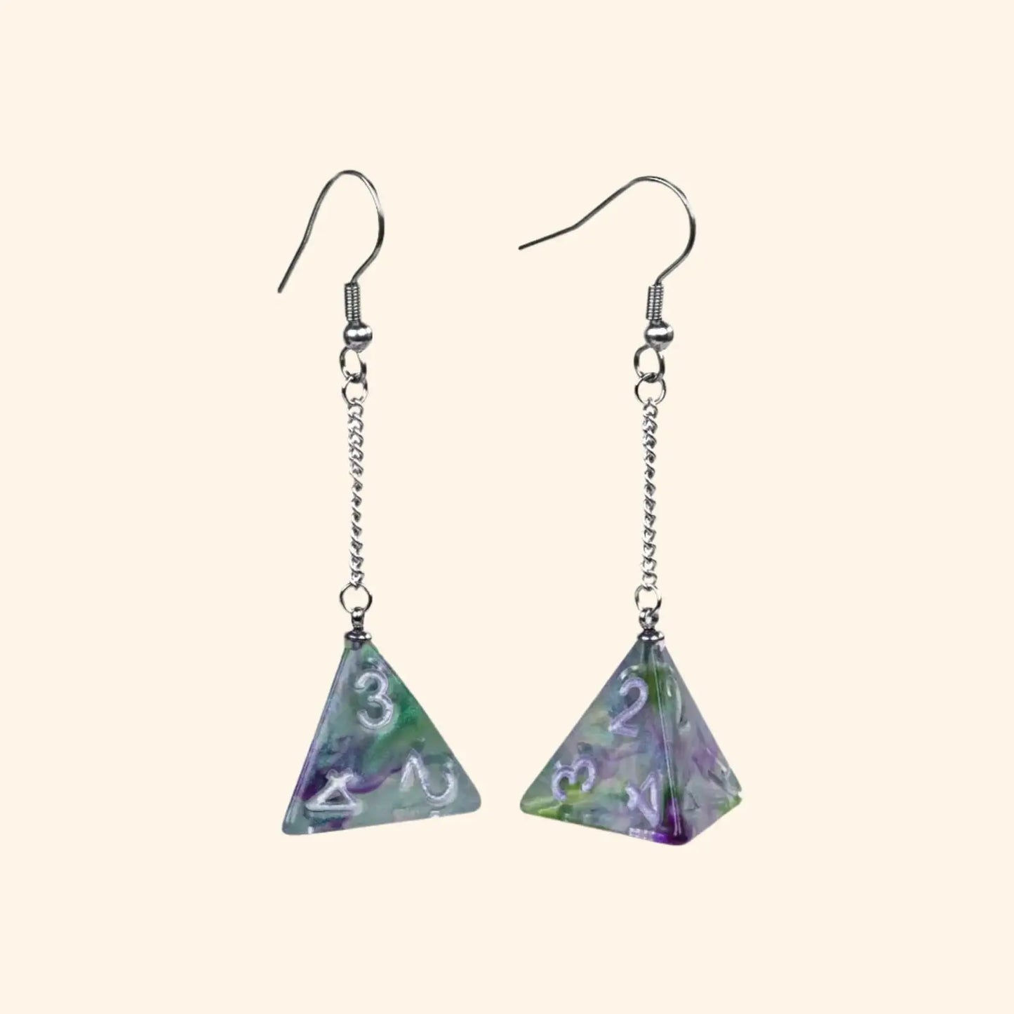 Resin Nebula D4 D6 D8 D10 D20 Drop Earring - Out of Play Board Game Accessories