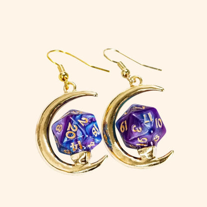 Resin Nebula D4 D6 D8 D10 D20 Drop Earring - Out of Play Board Game Accessories