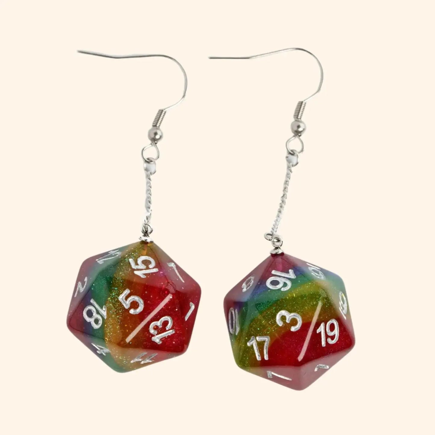 Resin Nebula D4 D6 D8 D10 D20 Drop Earring - Out of Play Board Game Accessories