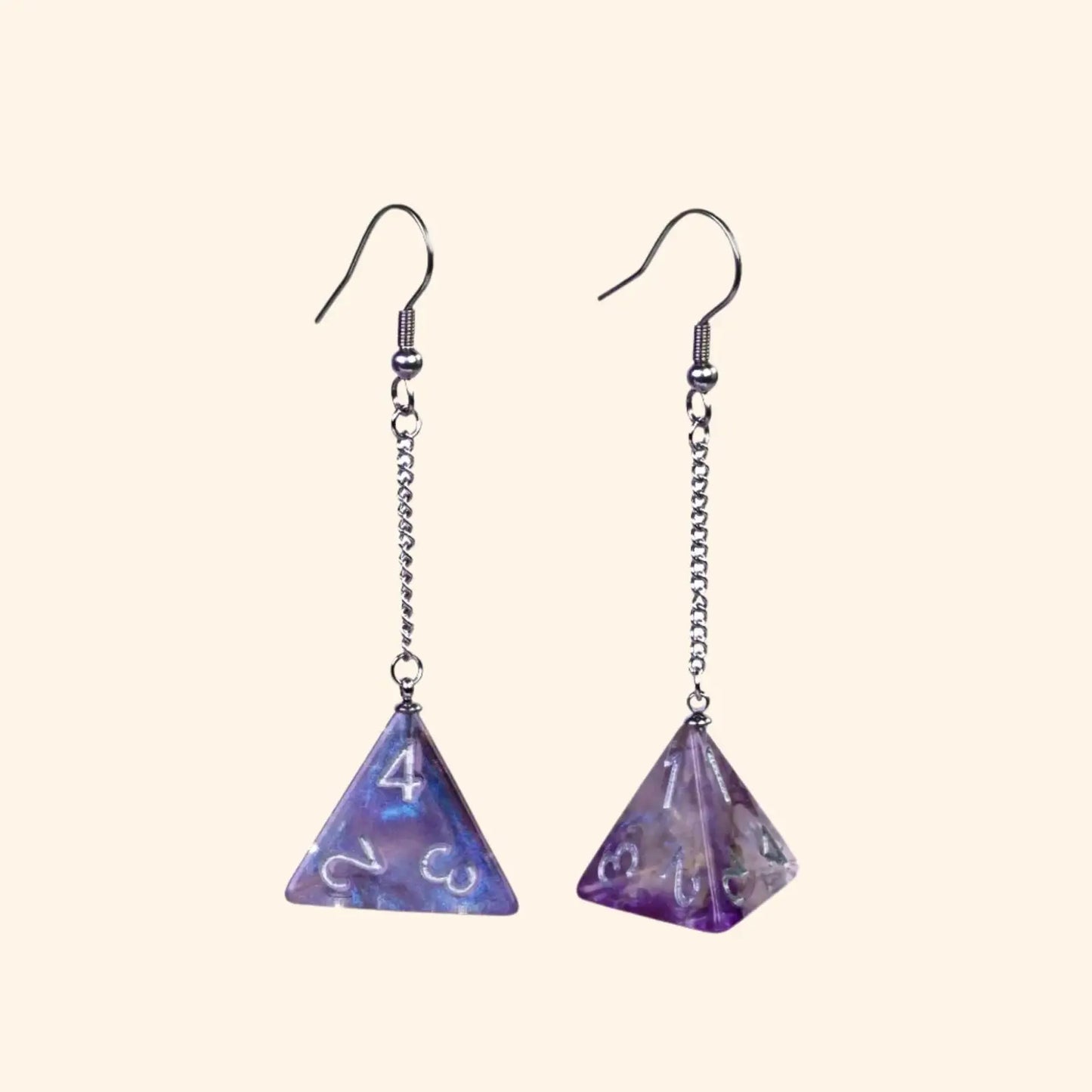 Resin Nebula D4 D6 D8 D10 D20 Drop Earring - Out of Play Board Game Accessories