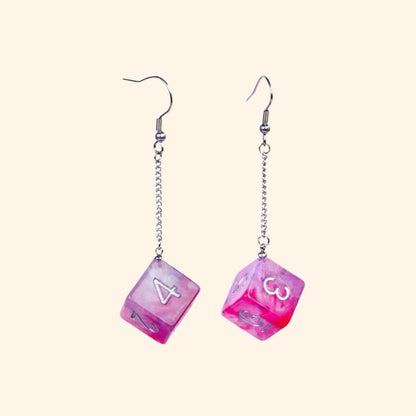 Resin Nebula D4 D6 D8 D10 D20 Drop Earring - Out of Play Board Game Accessories