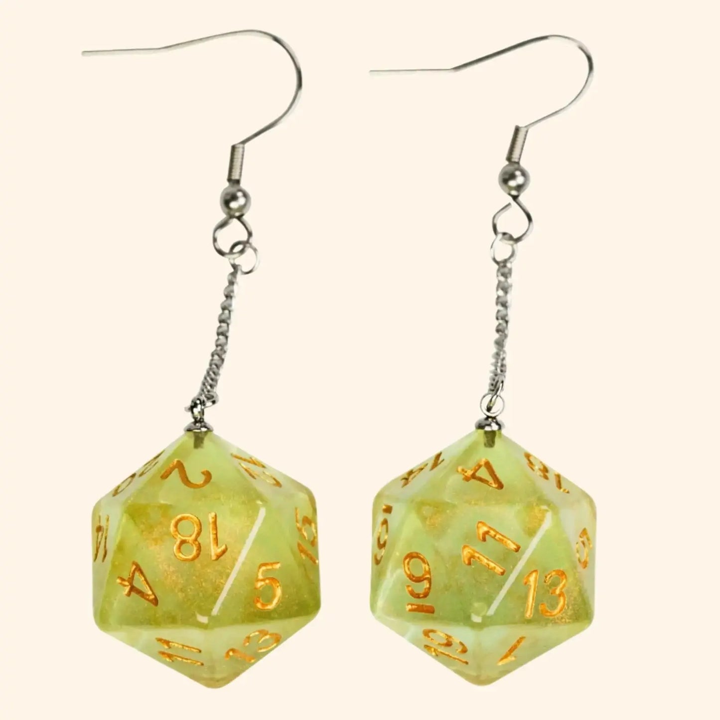 Resin Nebula D4 D6 D8 D10 D20 Drop Earring - Out of Play Board Game Accessories