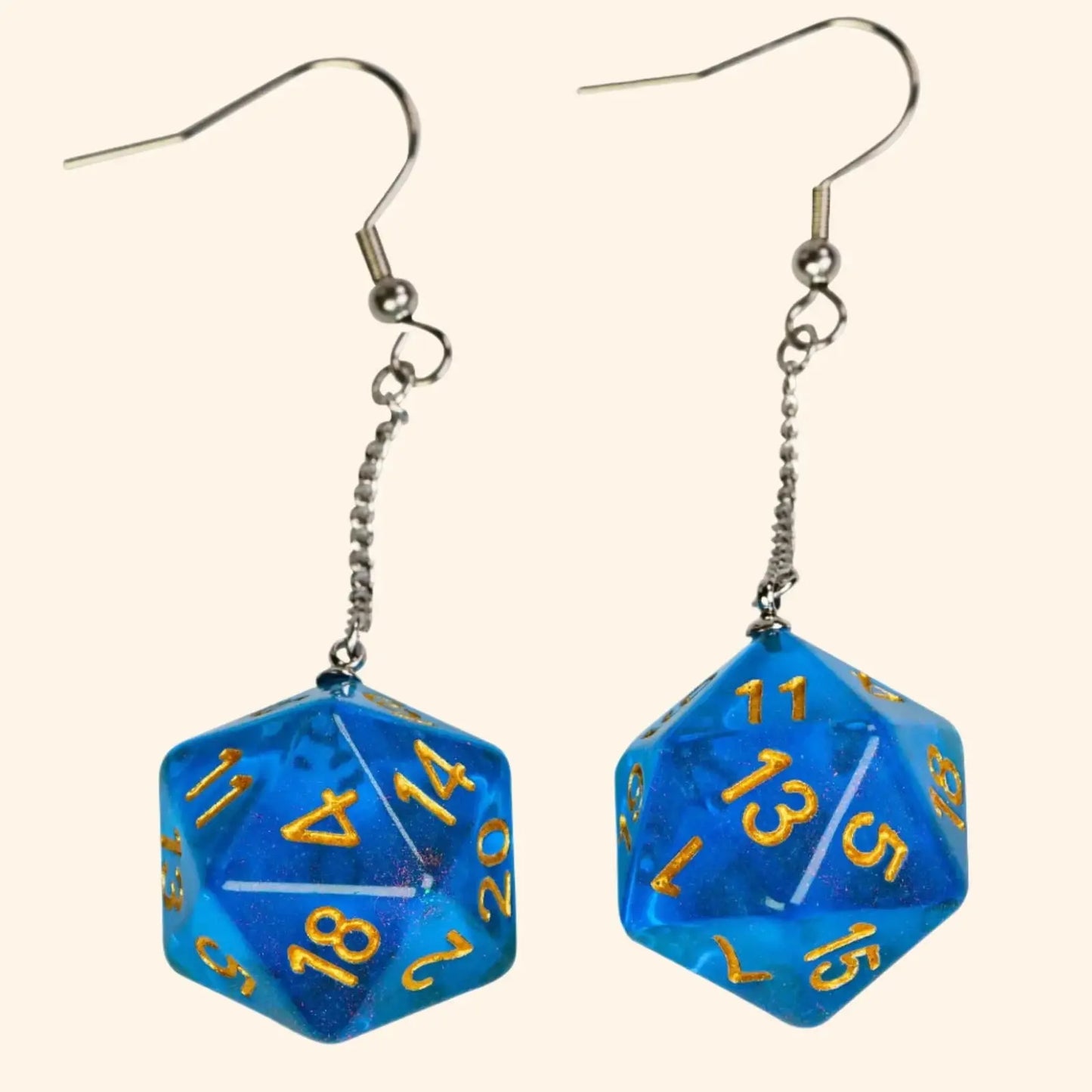 Resin Nebula D4 D6 D8 D10 D20 Drop Earring - Out of Play Board Game Accessories