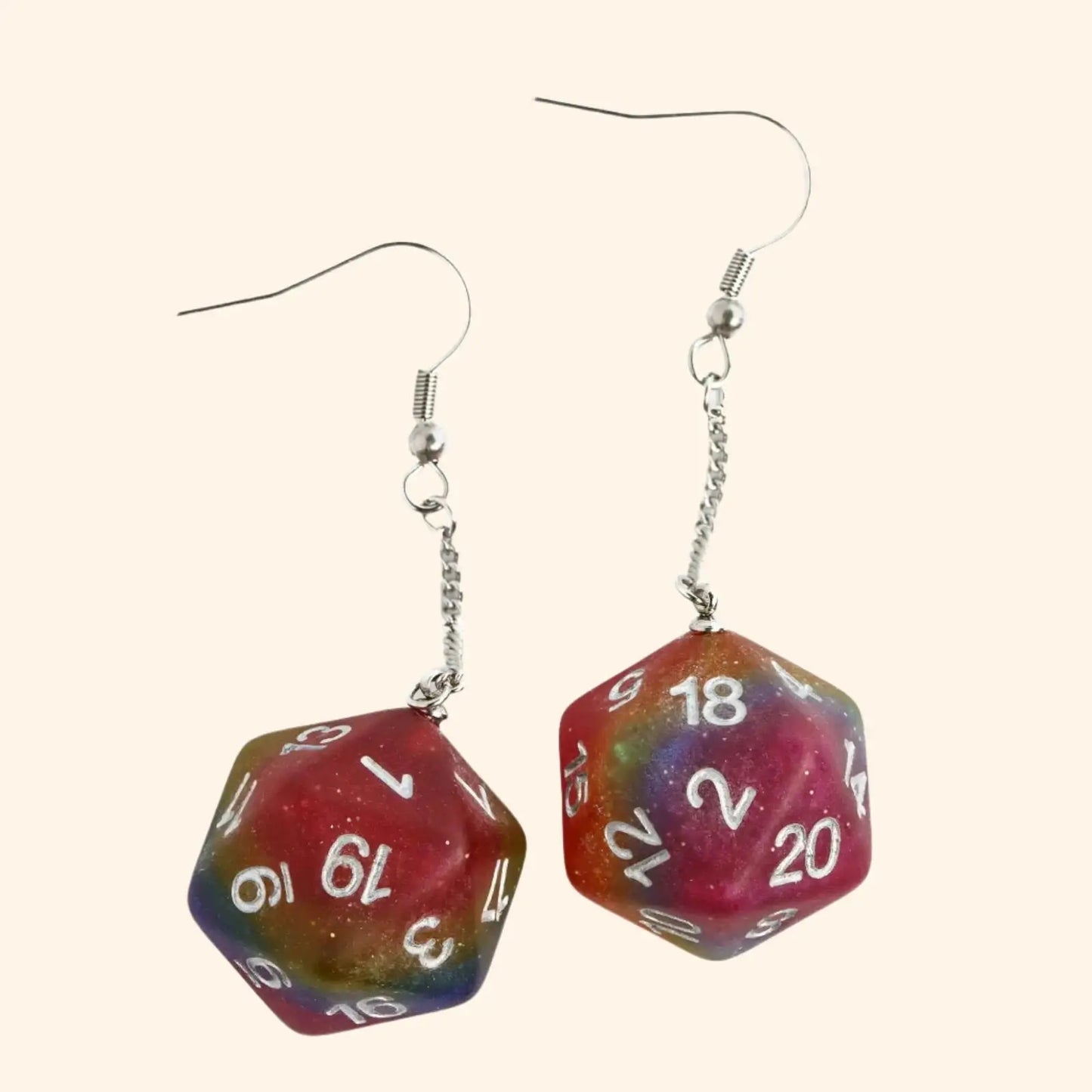 Resin Nebula D4 D6 D8 D10 D20 Drop Earring - Out of Play Board Game Accessories