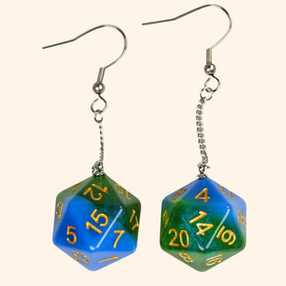 Resin Nebula D4 D6 D8 D10 D20 Drop Earring - Out of Play Board Game Accessories