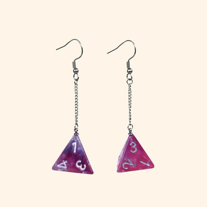 Resin Nebula D4 D6 D8 D10 D20 Drop Earring - Out of Play Board Game Accessories