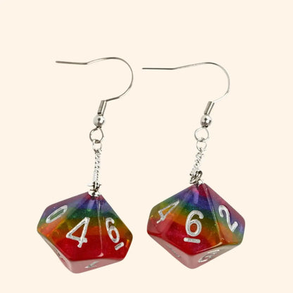 Resin Nebula D4 D6 D8 D10 D20 Drop Earring - Out of Play Board Game Accessories