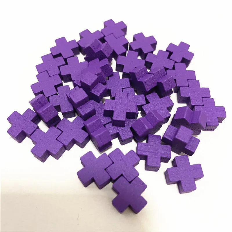 100Pcs Heart/Diamond/Water/Cross/Star Wood Game Pieces
