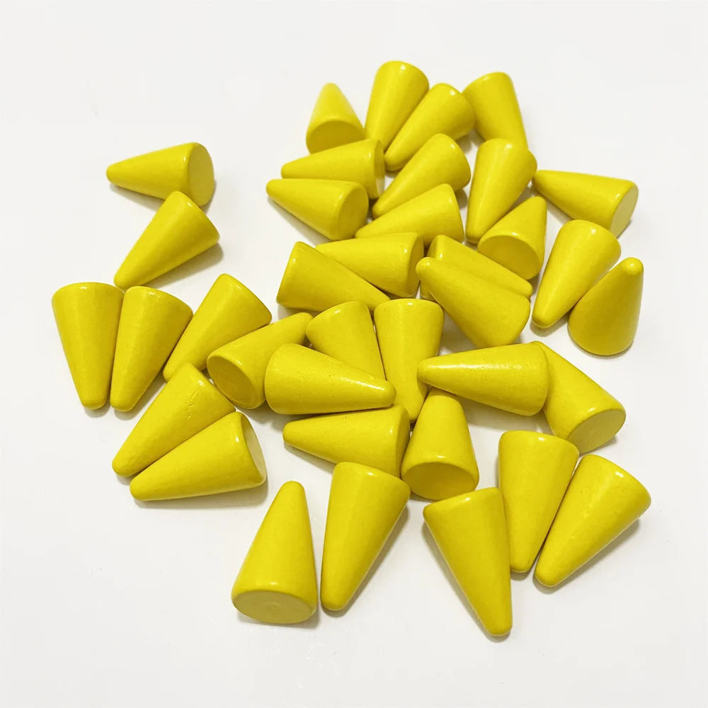 30Pcs Conical Shape Wooden Game Piece