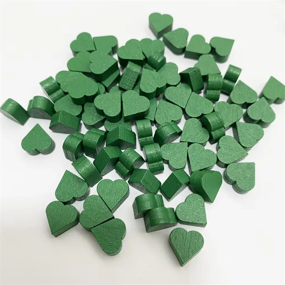 100Pcs Heart/Diamond/Water/Cross/Star Wood Game Pieces