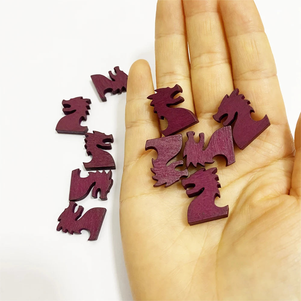 10pcs Wooden Dragon Shape Pieces For Board Games