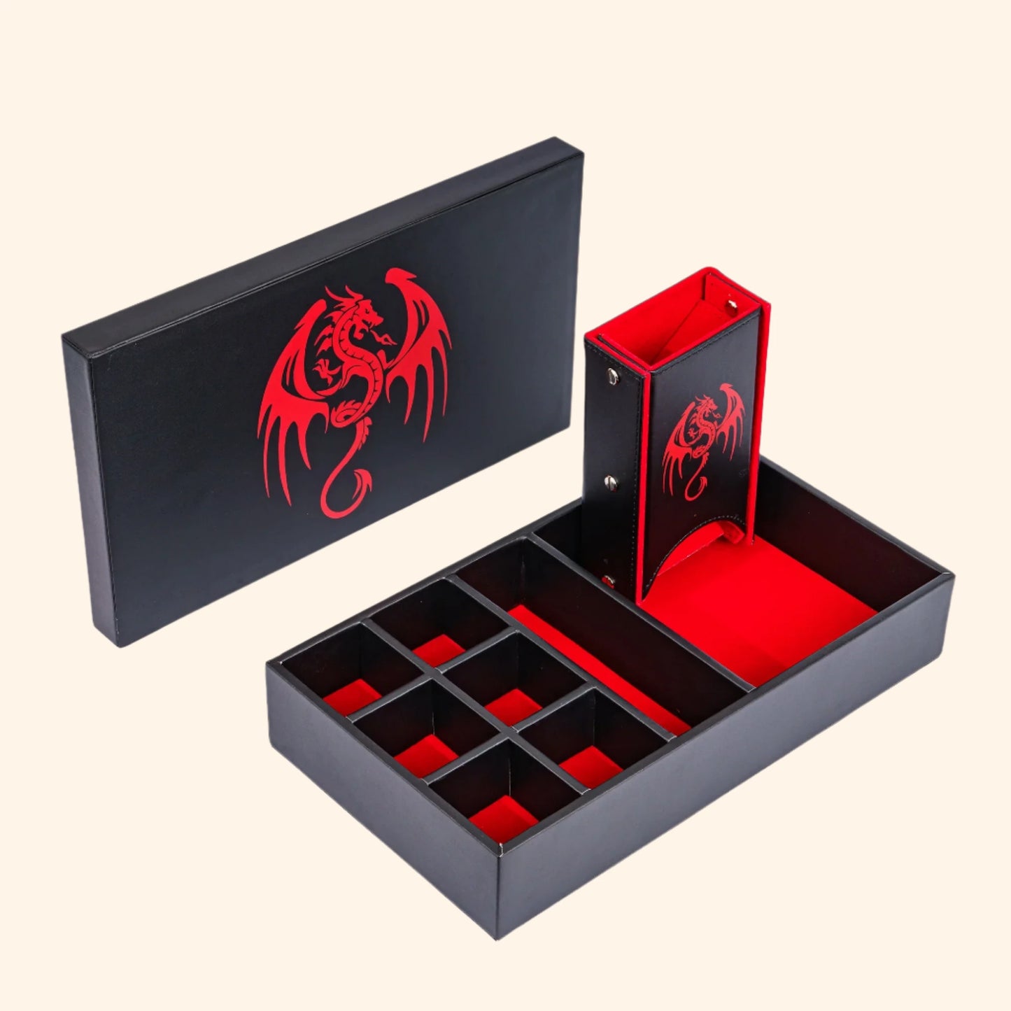 Dragon Dice Box Leather 3 in 1 Dice Case & Tray & Tower - Out of Play