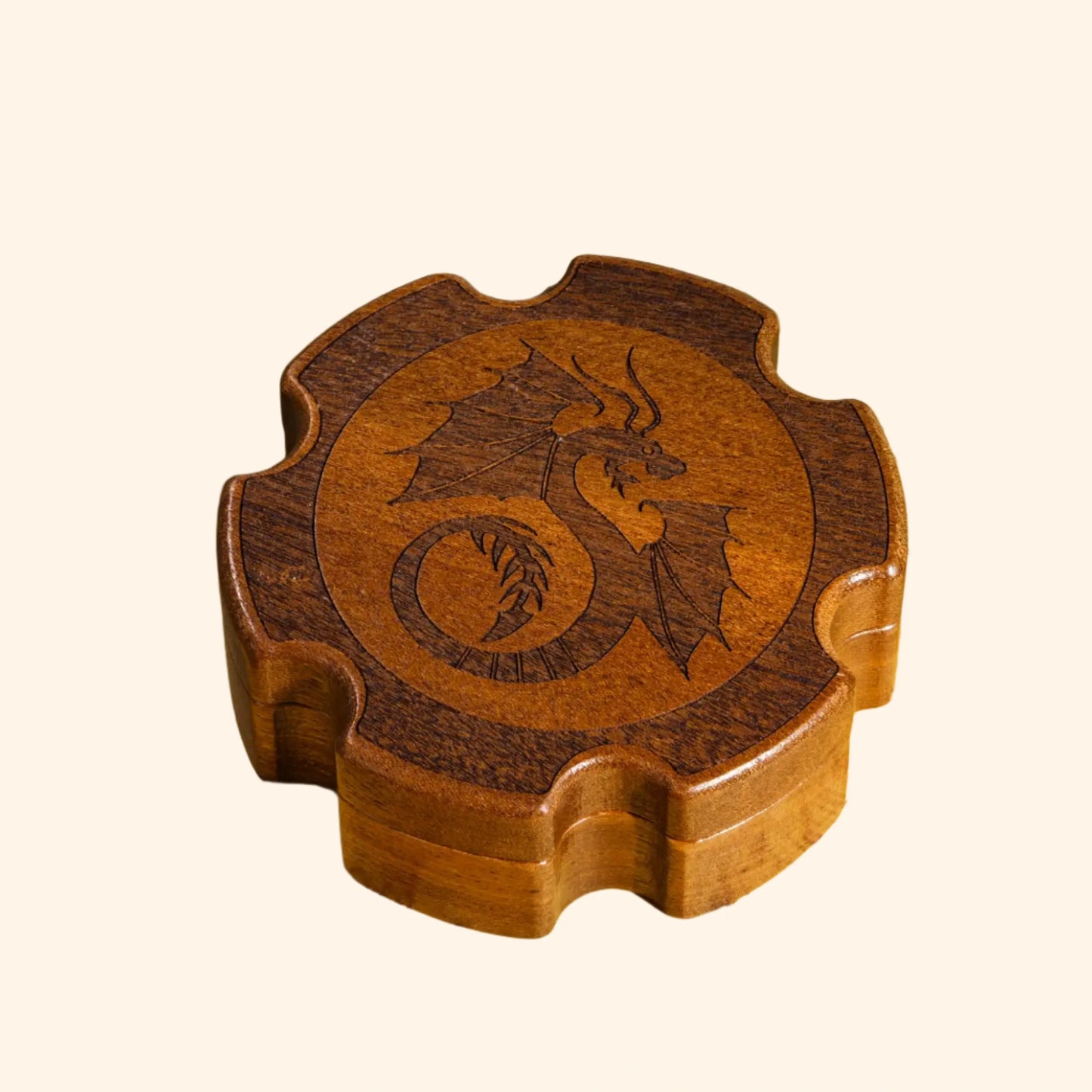 Flying Dragon Gear Wooden Dice Box for 1 Set of 16mm Dice - Out of Play