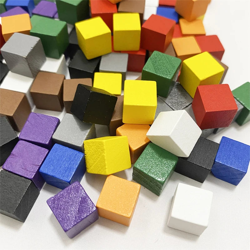 100Pcs Wood Cubes Colorful Pieces For Board Games