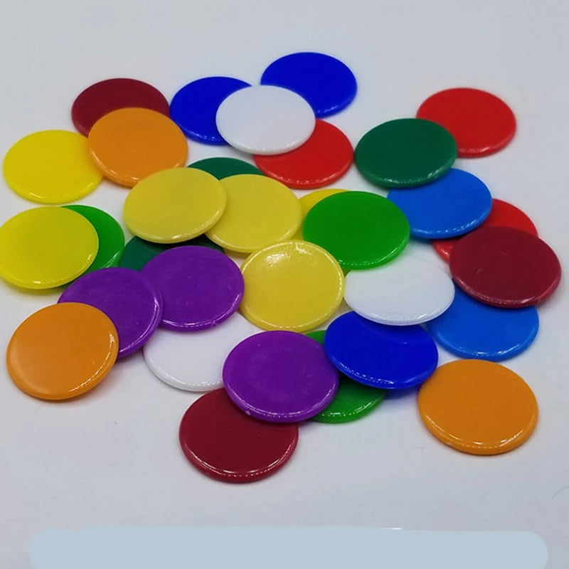 100pcs Transparent and Solid Chips For Board Game Tokens