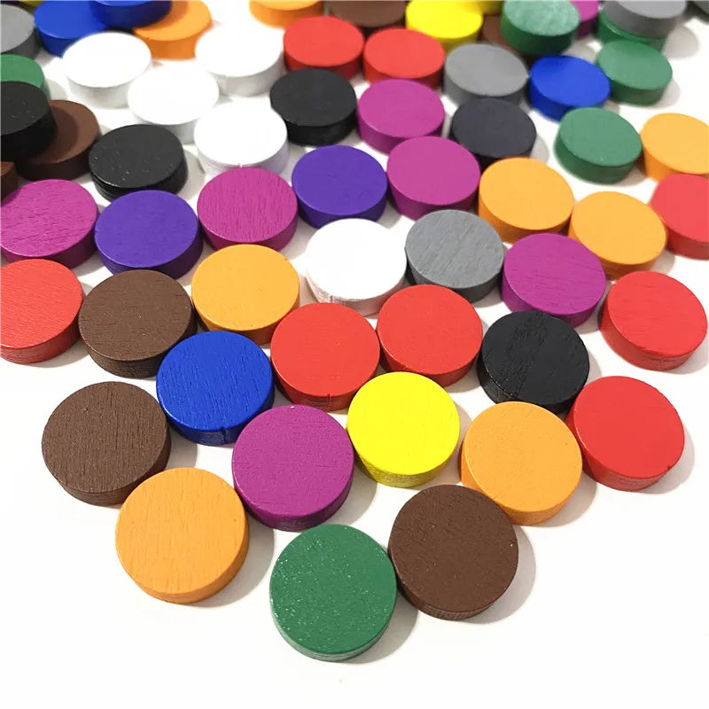 100pcs Wooden Disk Game Tokens For Board Games