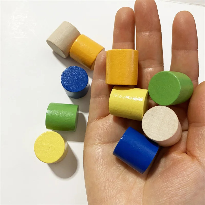 10Pcs Wooden Cylinder Pieces For Games