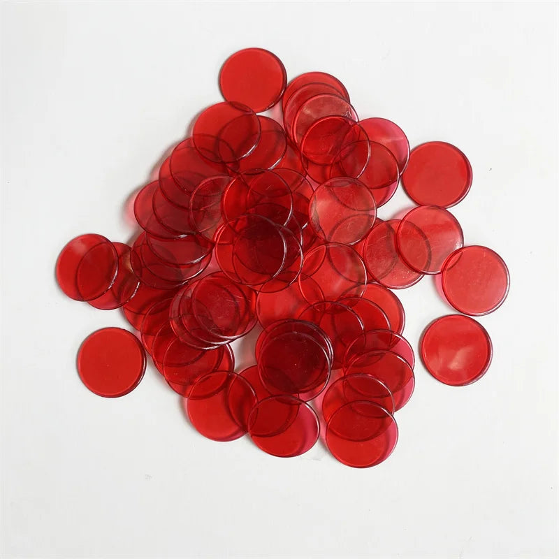 100pcs Transparent and Solid Chips For Board Game Tokens