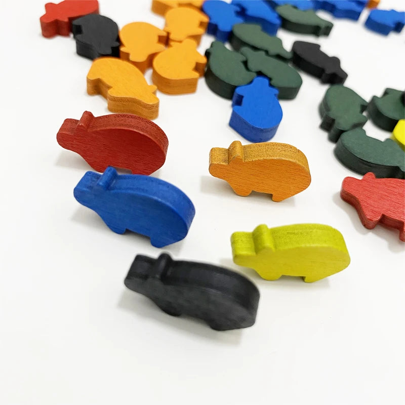 10Pcs Colorful Wooden Pig Pieces For Board Games