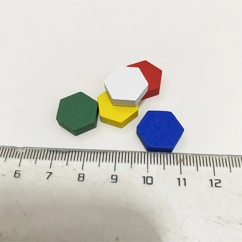 50Pcs Wooden Hexagonal Tokens For Board Games