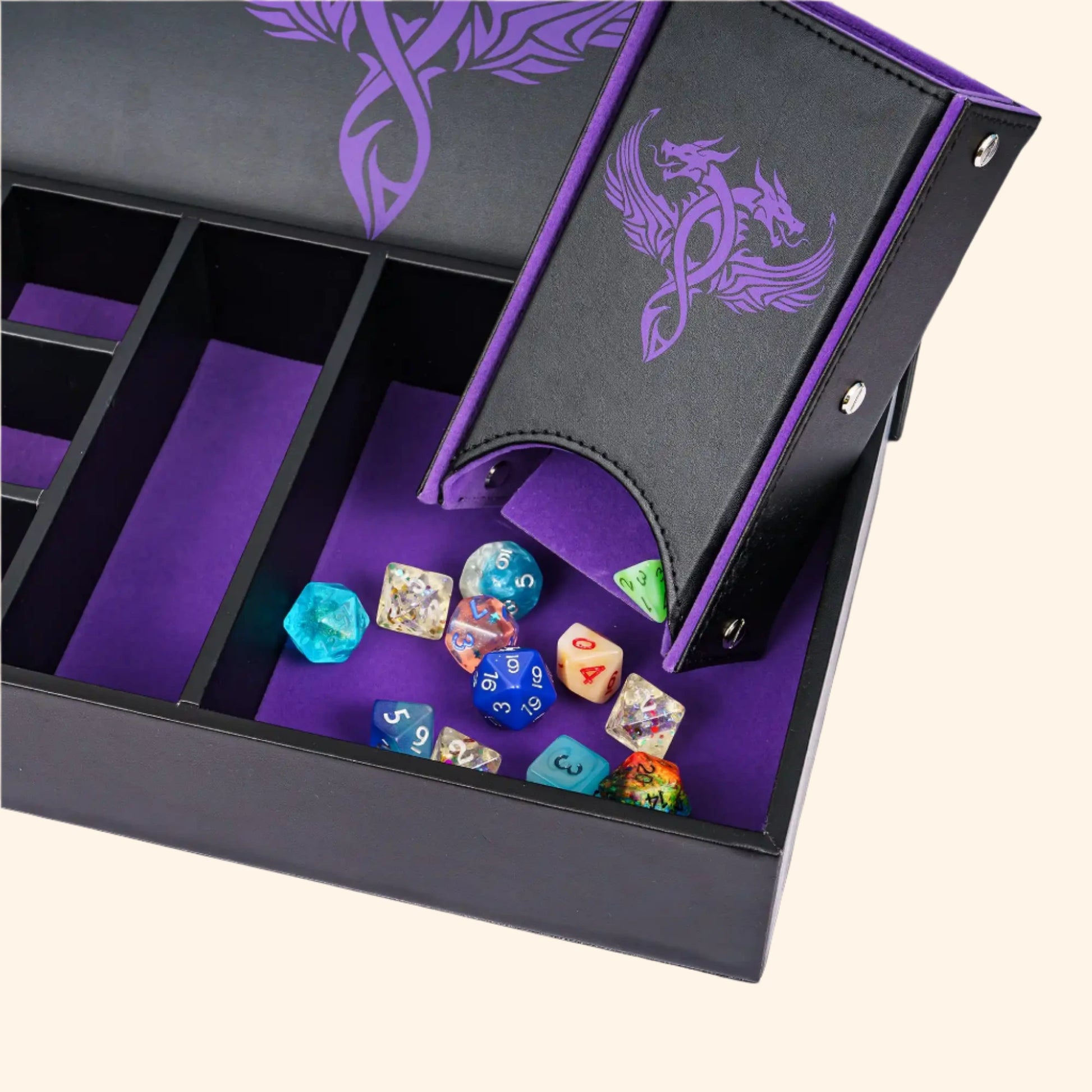 Dragon Dice Box Leather 3 in 1 Dice Case & Tray & Tower - Out of Play