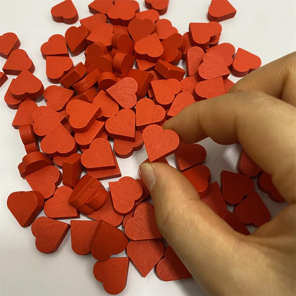 100Pcs Red Heart-Shape Game Pieces For Board Games