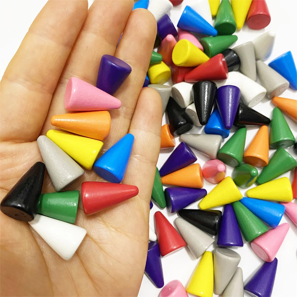 30Pcs Conical Shape Wooden Game Piece