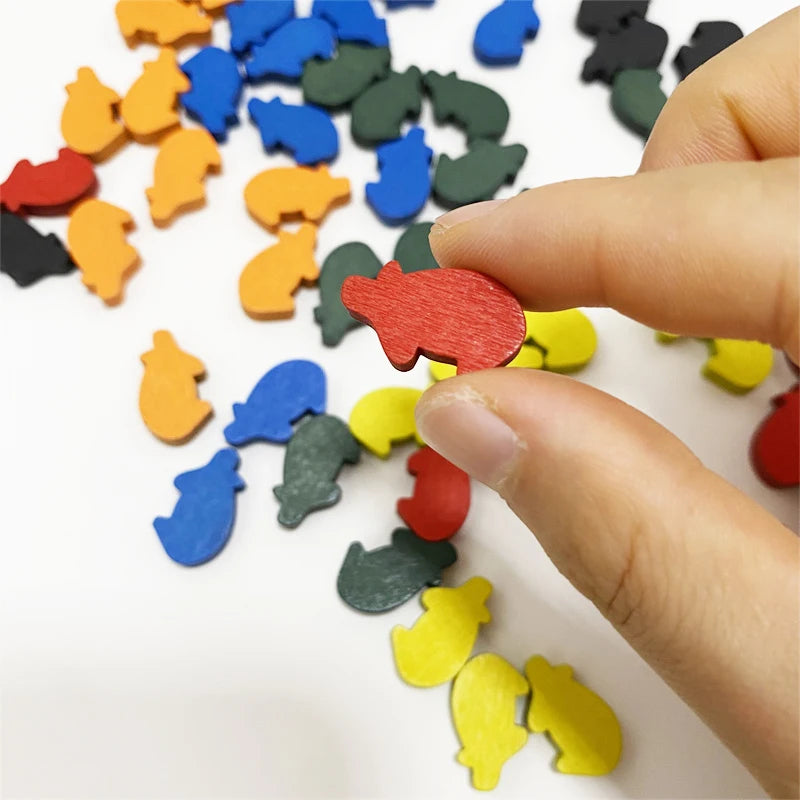 10Pcs Colorful Wooden Pig Pieces For Board Games