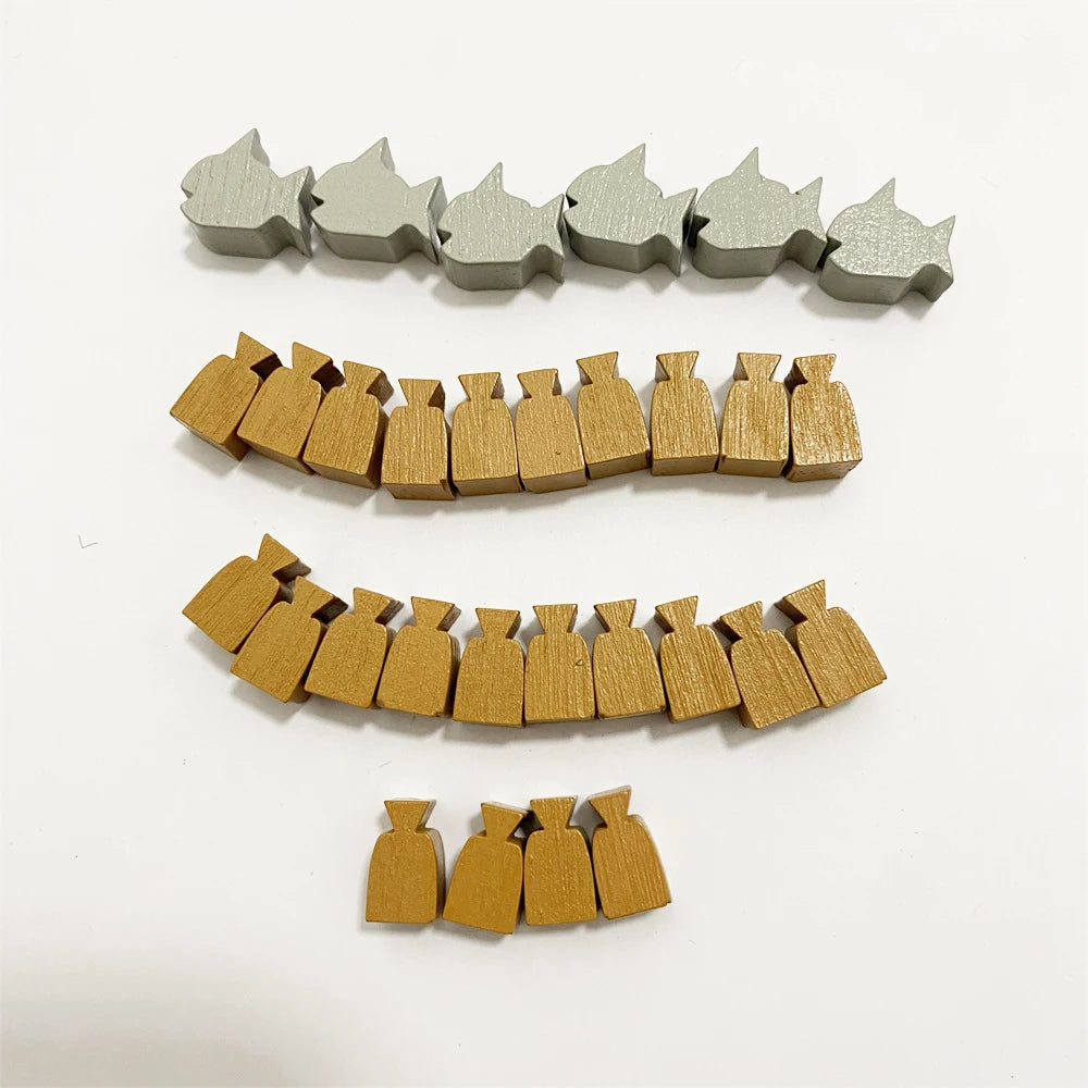 Sets of Wooden City and Goods For Board Games