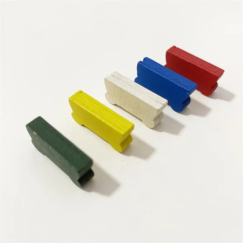 50PC Colorful Wooden Cart Shape For Board Games
