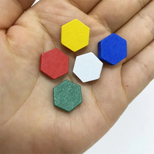 50Pcs Wooden Hexagonal Tokens For Board Games - Out of Play