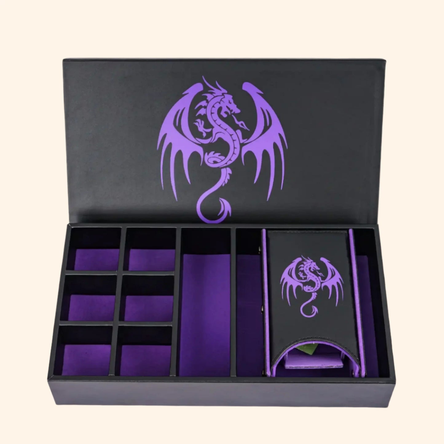 Dragon Dice Box Leather 3 in 1 Dice Case & Tray & Tower - Out of Play