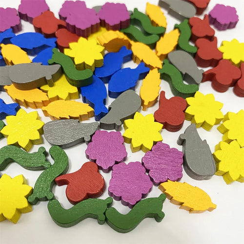 70pcs Mini Food Resource Tokens For Games - Out of Play