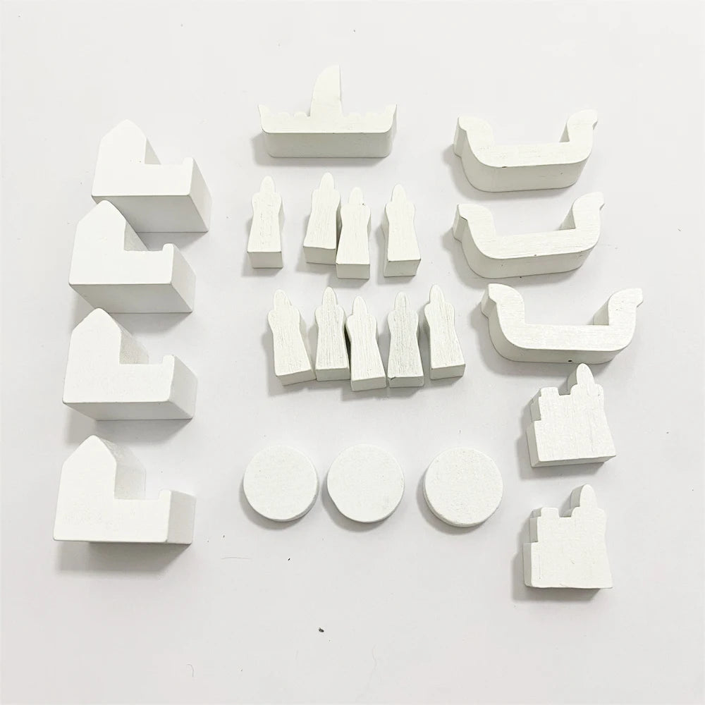 Sets of Wooden City and Goods For Board Games