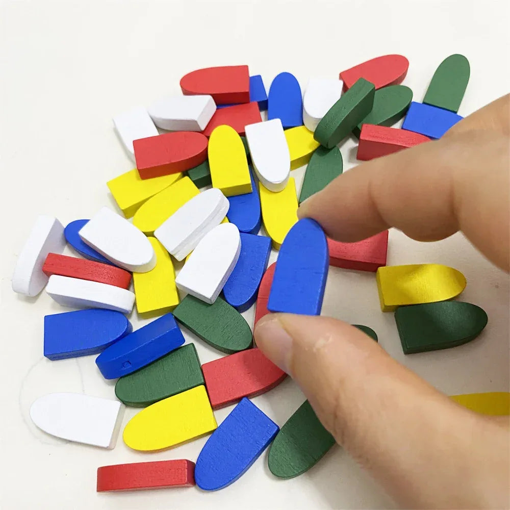 50Pc Colorful Wooden Boat Game Pieces - Out of Play