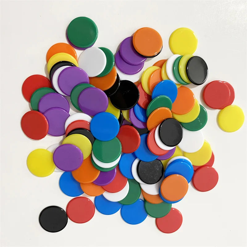 100pcs Transparent and Solid Chips For Board Game Tokens