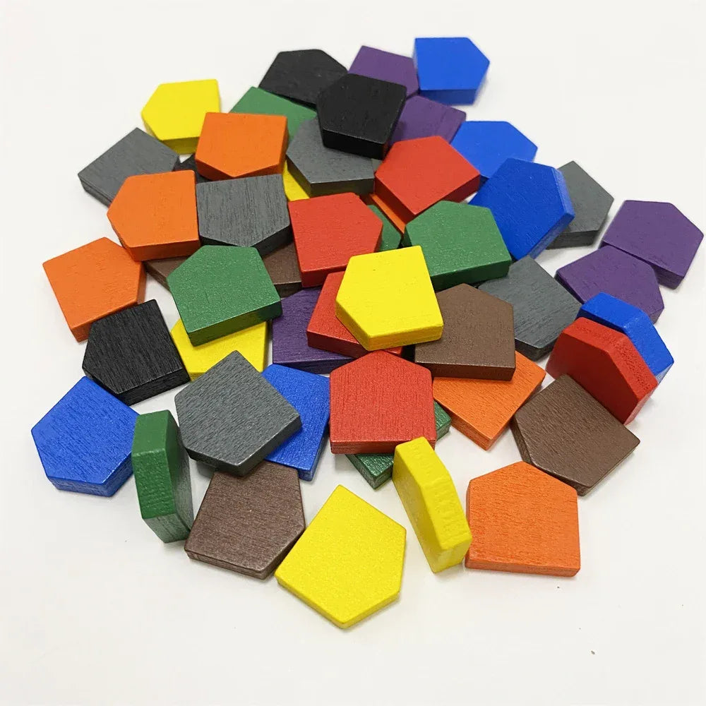 50PC Colorful Wooden House Pawns For Board Games - Out of Play